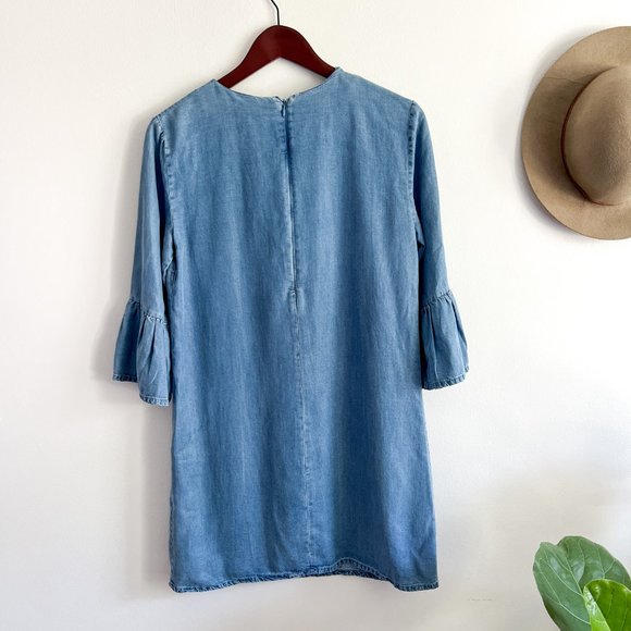 Zara denim dress ruffle sleeve - Picture 6 of 11